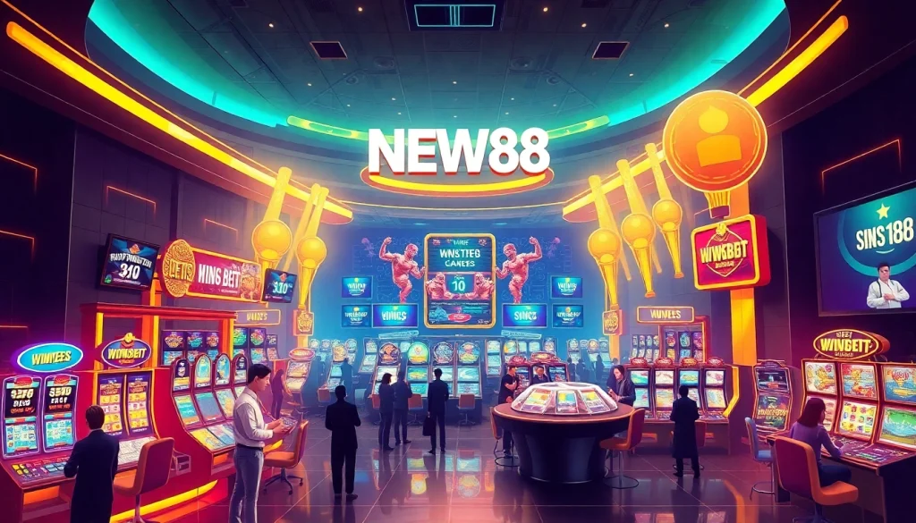 Experience the excitement of online gambling with NEW88 at https://new88pm.com/, featuring vibrant gaming sections and a modern casino atmosphere.