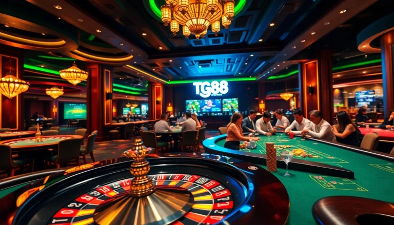 Experience thrilling casino gaming with tg88 roulette and poker tables in a luxurious setting.