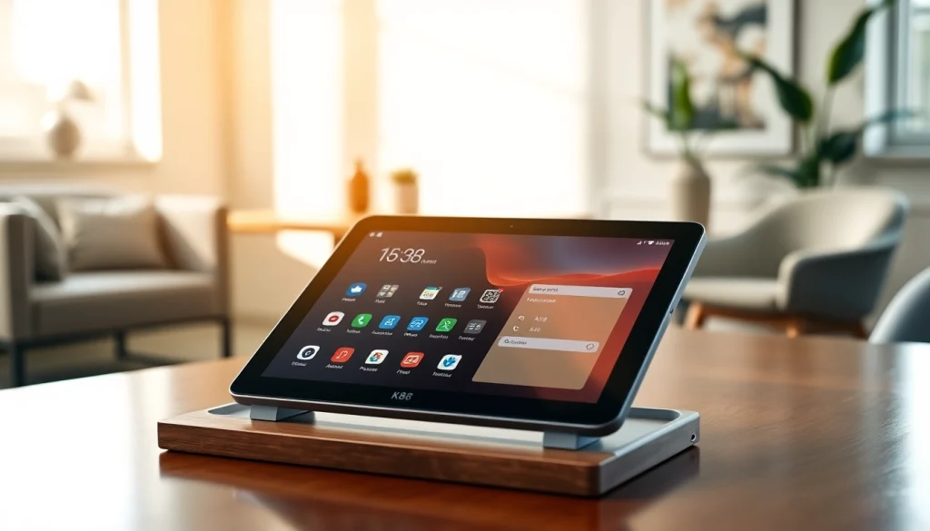 K88 tablet showcasing a sleek design and innovative interface in a professional office setting.