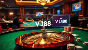 Experience the thrill of winning at VJ88 with a vibrant casino atmosphere featuring roulette and poker.