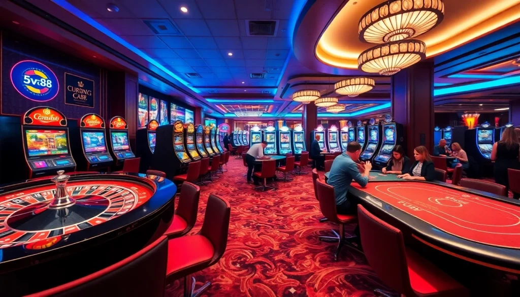 Experience the thrilling atmosphere of five88 casino gaming with vibrant tables and slot machines.