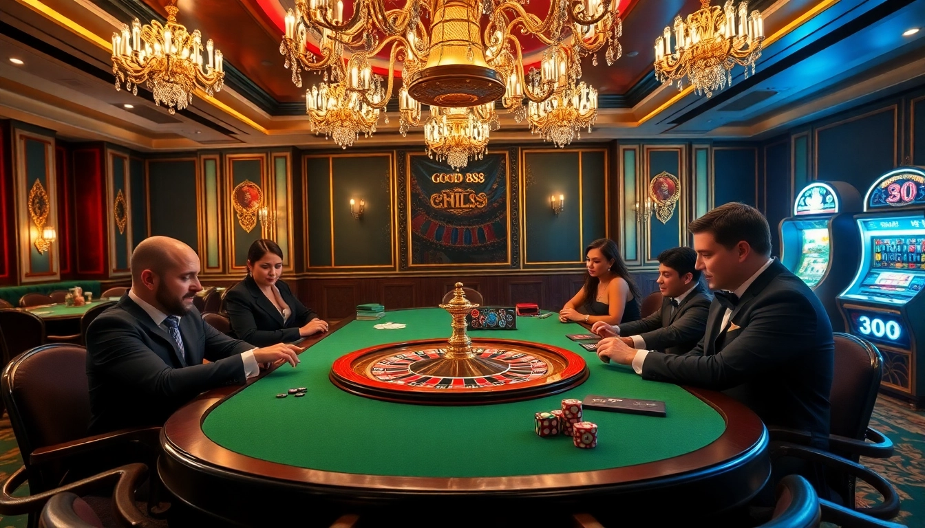 Experience the thrill of good88 casino gaming with vibrant roulette and poker action.
