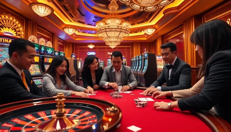 Engaging players at a luxurious casino table, highlighting Giới Thiệu S8 and the excitement of gaming.