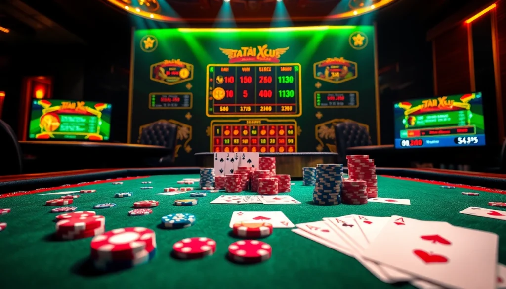 Tài xỉu md5 online gameplay showcasing vibrant casino elements and exciting winning notifications.
