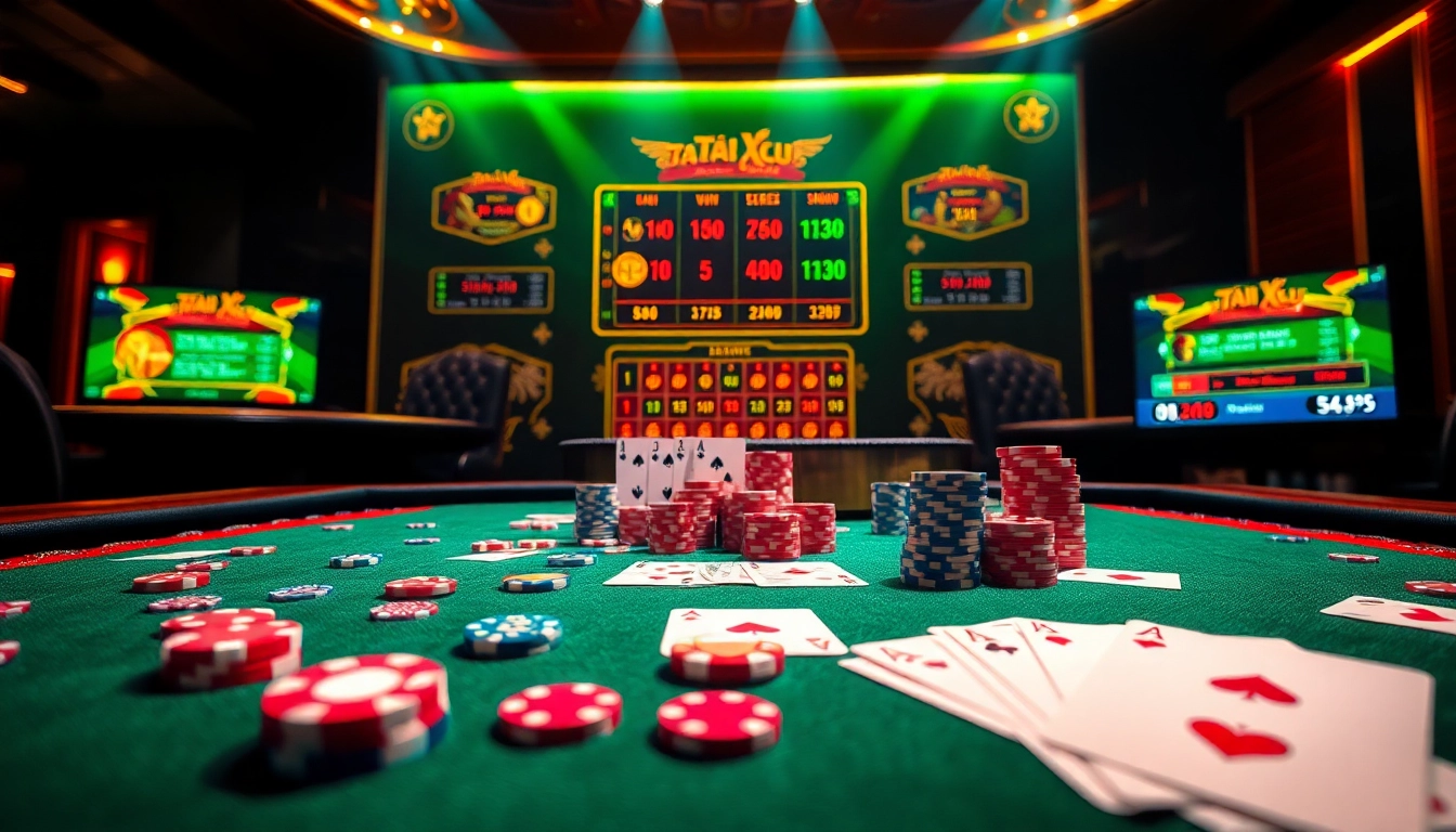 Tài xỉu md5 online gameplay showcasing vibrant casino elements and exciting winning notifications.