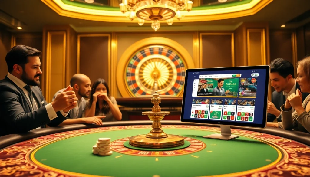 Sodo66 betting enthusiasts enjoying a thrilling casino experience at a vibrant poker table.