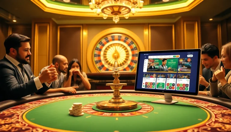 Sodo66 betting enthusiasts enjoying a thrilling casino experience at a vibrant poker table.