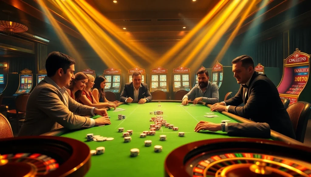 Experience the excitement of house SV388 with vibrant gaming tables and engaging players.