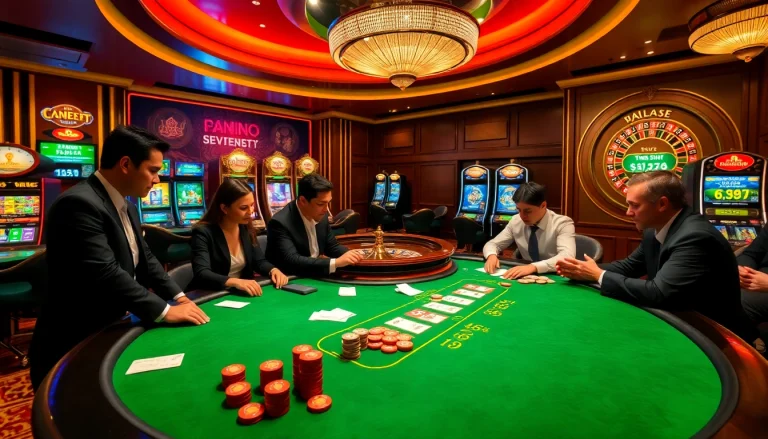 S8 gaming lounge with luxurious poker table and vibrant atmosphere filled with excitement.