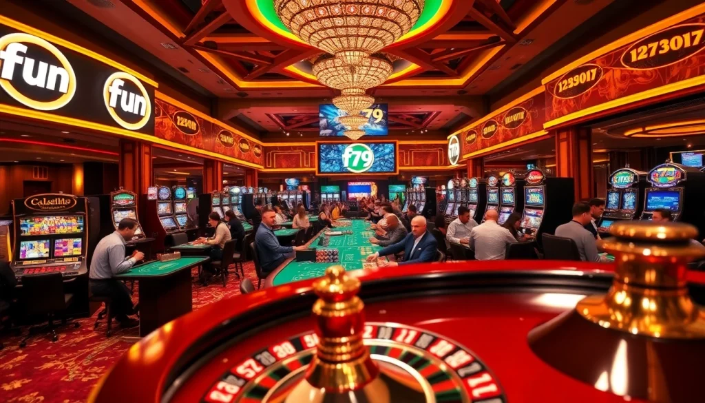 Experience the excitement of fun 79 with players engaged at vibrant casino tables.