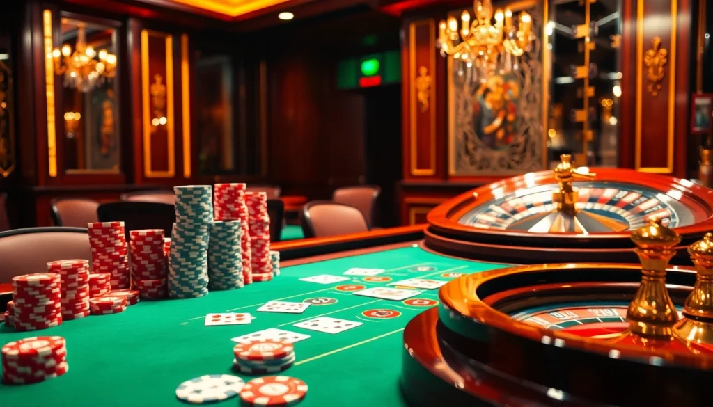 Engaging scene featuring players at a luxurious casino table, embracing the excitement of trang chủ DF999 gambling.