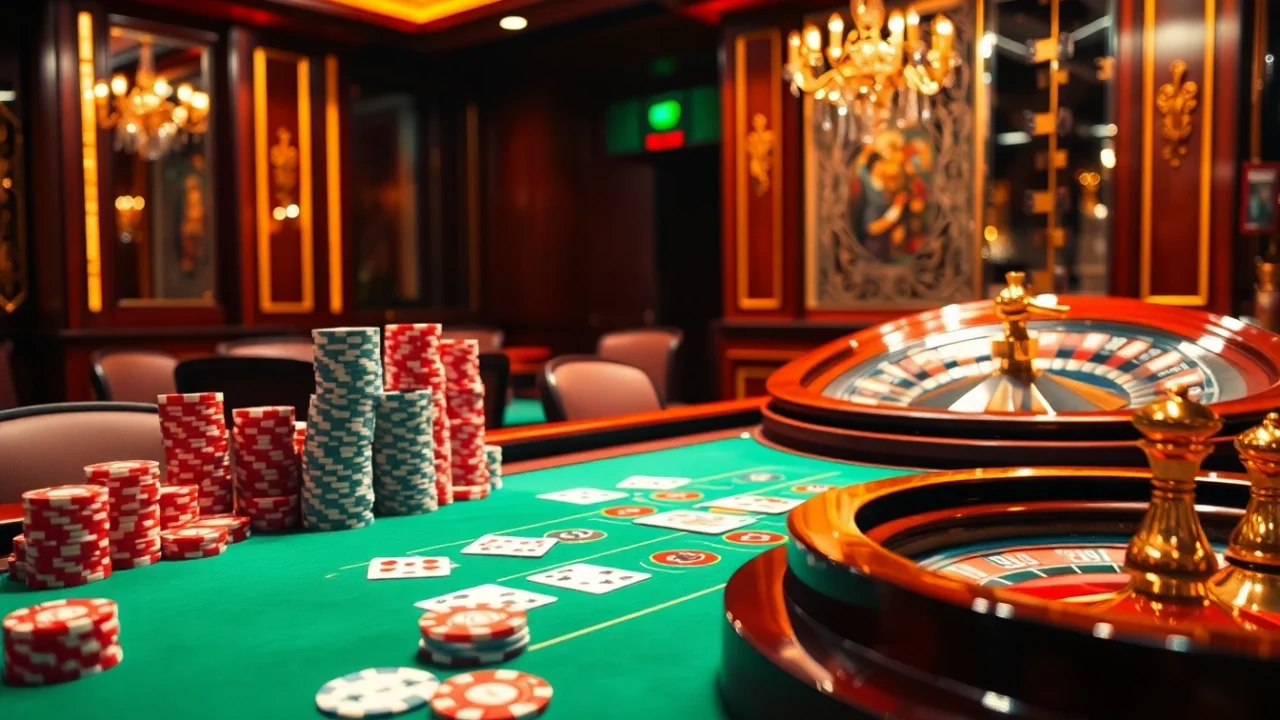 Engaging scene featuring players at a luxurious casino table, embracing the excitement of trang chủ DF999 gambling.