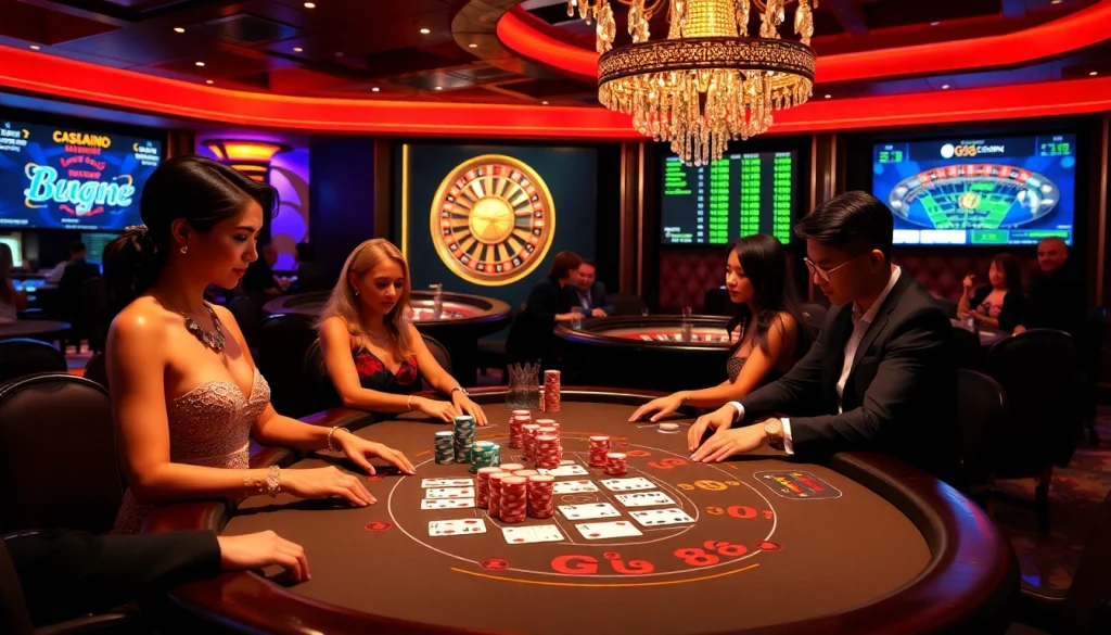 Experience excitement at a GG88 blackjack table with colorful chips and live betting.