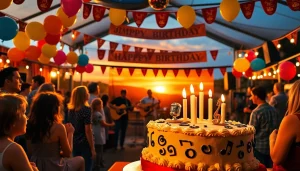 Join the vibrant celebration at johnnycashbirthday.com with joyful attendees and festive atmosphere.