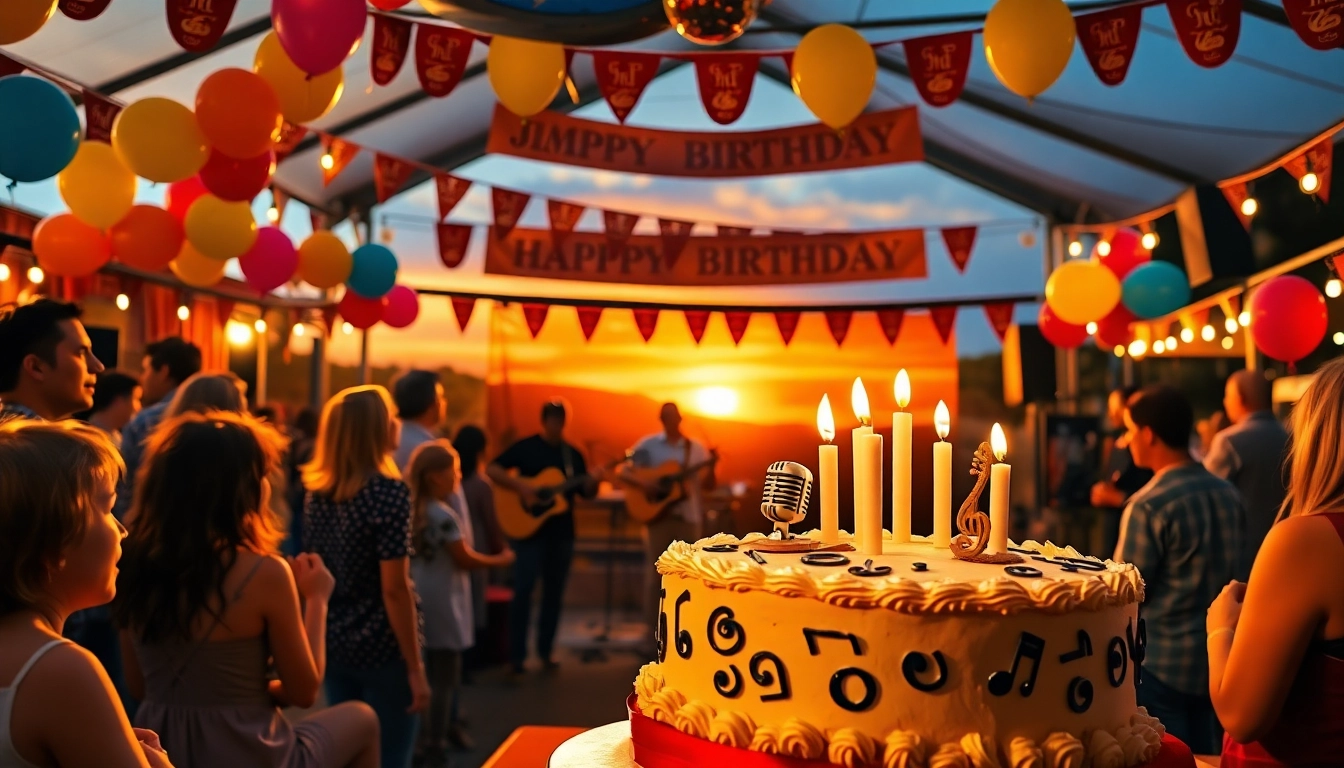 Join the vibrant celebration at johnnycashbirthday.com with joyful attendees and festive atmosphere.