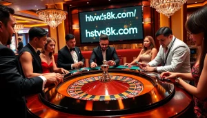 Players strategizing at a poker table, showcasing chips and cards, highlighting https://s8ok.com/.