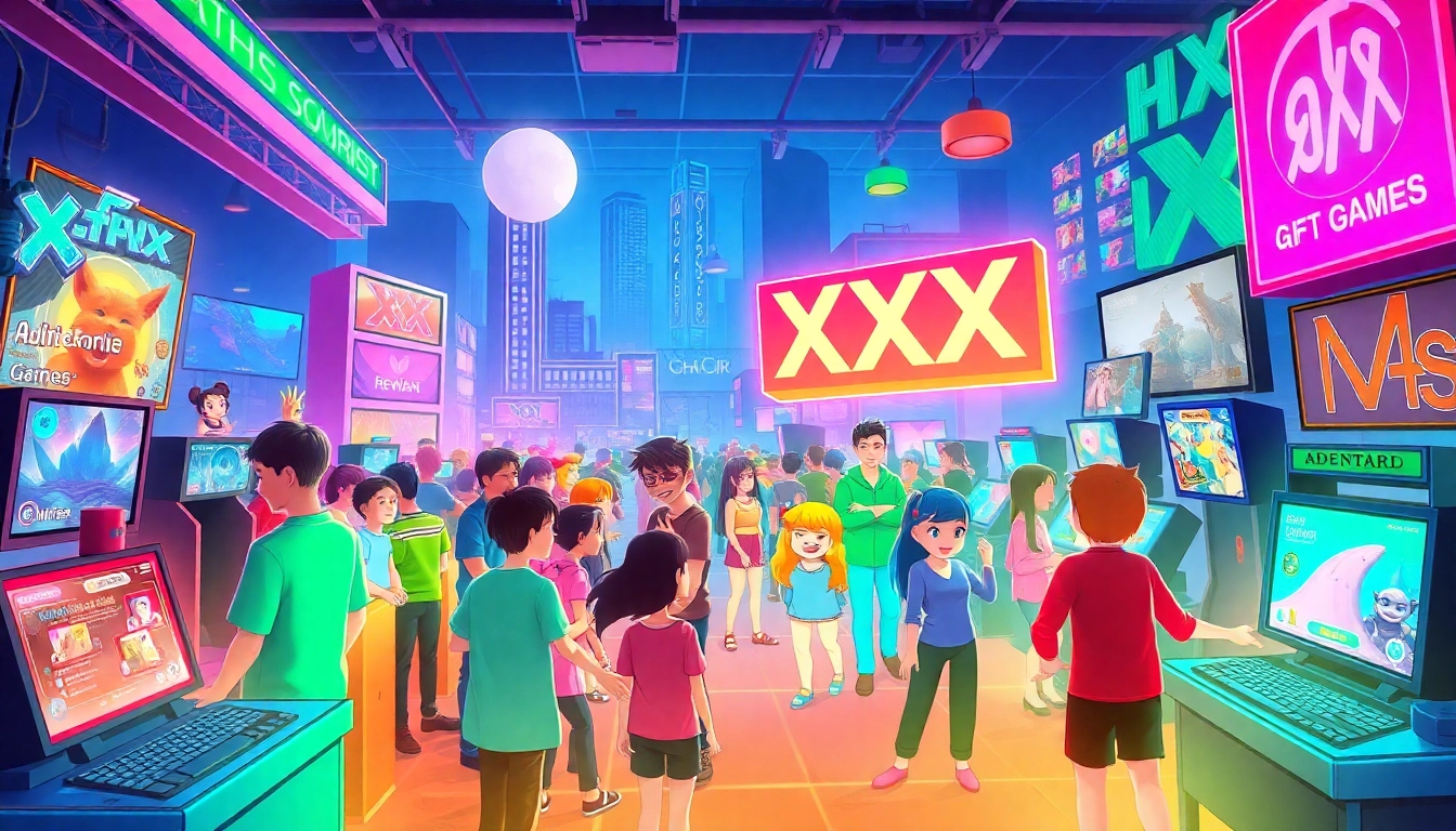 Exciting scene from XXX games showcasing diverse characters in a vibrant gaming environment.
