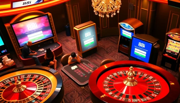 Showcasing 88i đăng nhập experience with vibrant casino games and players in action.