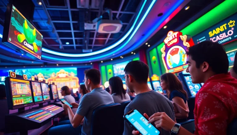 Dynamic online gaming scene at luck8win.live featuring engaged players and vibrant casino atmosphere.