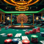 Play thrilling casino games at Bin88 featuring elegant poker chips and lush tables.