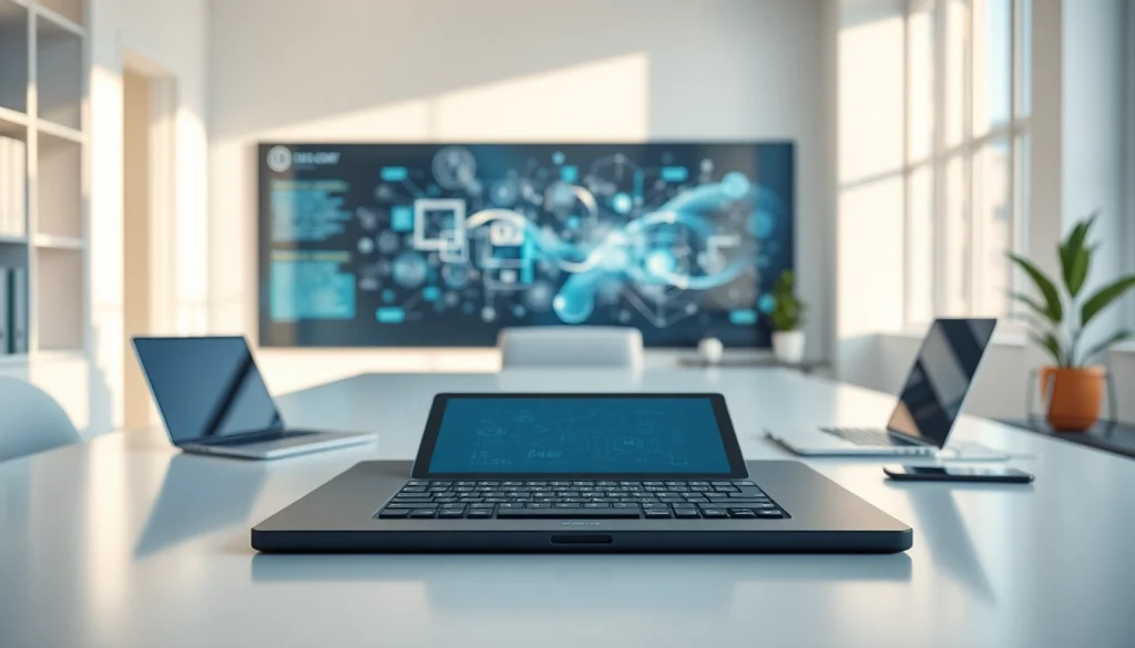 K88 tablet on a sleek desk surrounded by modern technology, emphasizing innovation and professionalism.