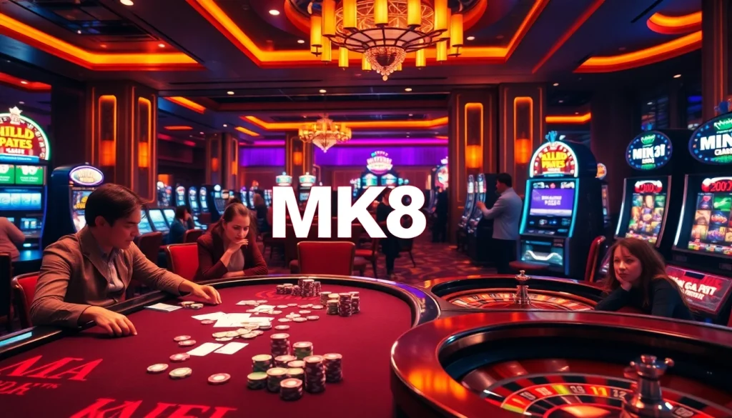 Engage in thrilling MK8 gaming experiences at a vibrant casino table with poker chips and cards.