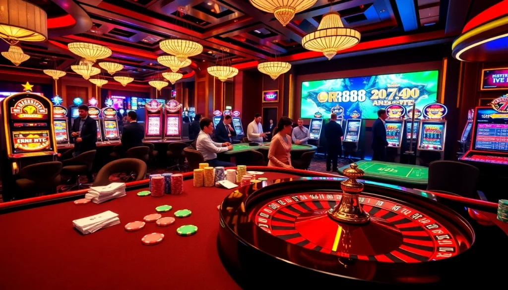 Experience the thrill of gambling at RR88, featuring vibrant casino tables and exciting games.