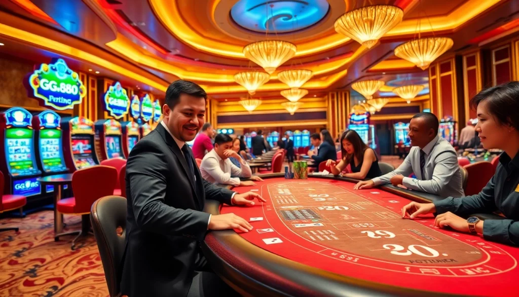 Experience the excitement of GG88 with vibrant slots and thrilling table games in a luxurious casino atmosphere.