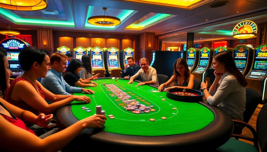 Players enjoying an exciting game at a casino with the keyword good88bet