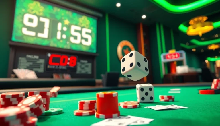 Experience Tài Xỉu MD5 gaming with vibrant visuals of dice and betting chips.