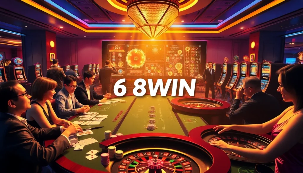 Players enjoying vibrant casino games at 68WIN online, engaging with immersive tables and slots.