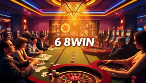 Players enjoying vibrant casino games at 68WIN online, engaging with immersive tables and slots.