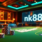 Experience high-stakes action with nk88 at a luxurious casino poker table.