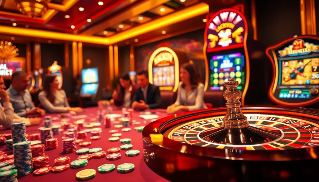 Engage in the thrilling atmosphere of Luckywin casino games with vibrant tables and exciting roulette.