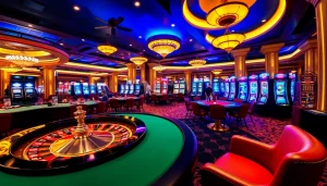 Players enjoying a thrilling night at Win55 casino, featuring poker and roulette games.