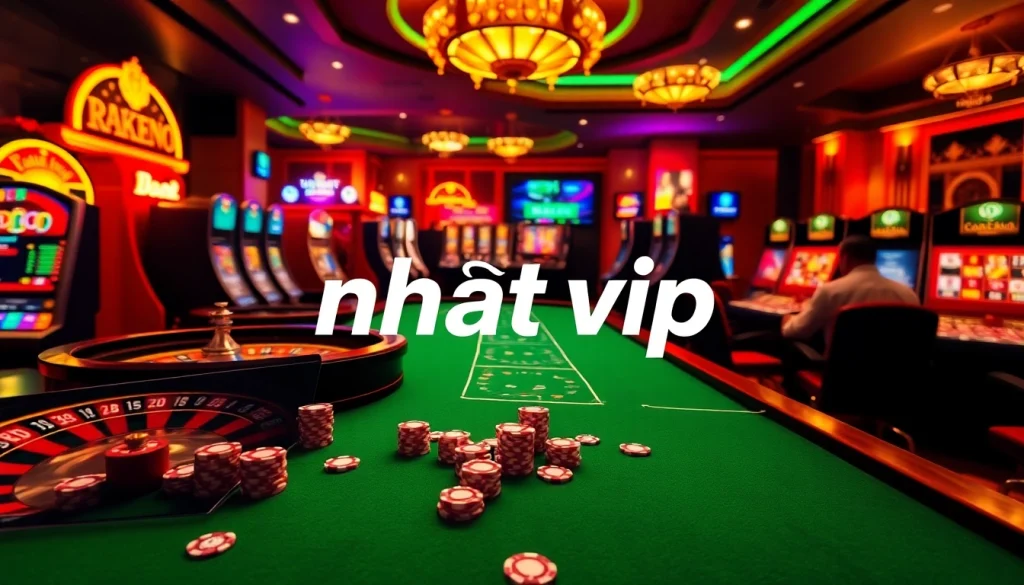 Excited players enjoying the nhat vip online casino experience with vibrant gaming elements.