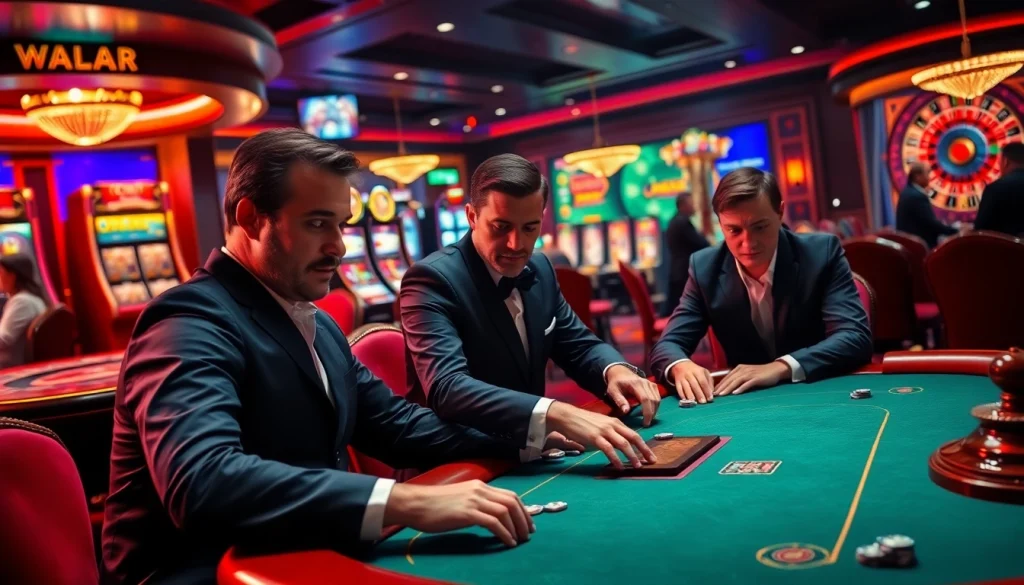 Experience thrilling poker action at loto188.gb.net with vibrant casino lights and elegant setups.