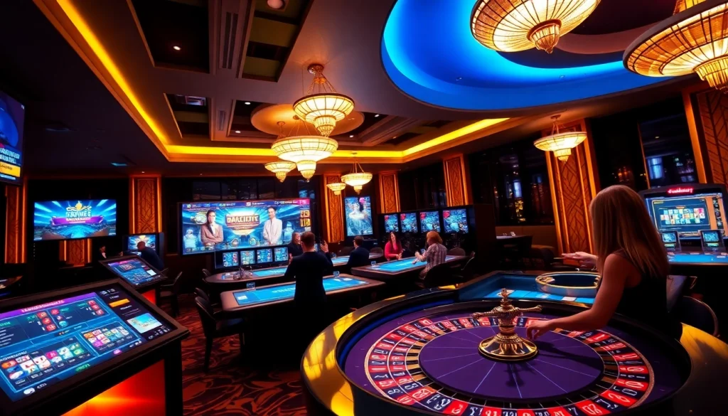 The vibrant atmosphere of okvipwin.live featuring live casino games and engaging players.