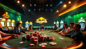 Exciting gameplay at luckywin gh showcased with colorful casino elements and players in action.