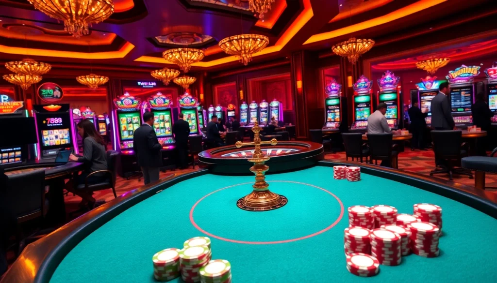 Players enjoying exciting card games at 789club in a luxurious casino setting.