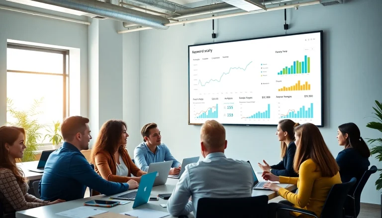 Boosting business with search optimization services in a collaborative office atmosphere.