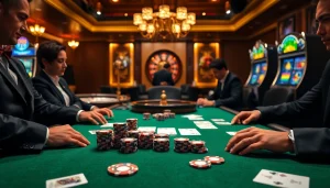Experience high-stakes excitement with UU88 at a luxurious poker table surrounded by thrilling casino games.