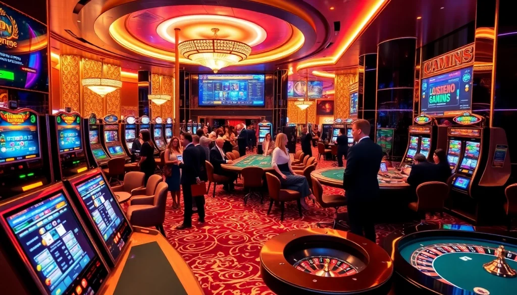 Exciting gambling scene at sebp2.ru.com featuring slot machines, poker tables, and roulette wheels.