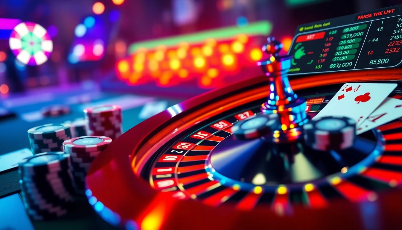 Dynamic online gambling scene featuring 包网 elements, including poker chips and a roulette wheel.