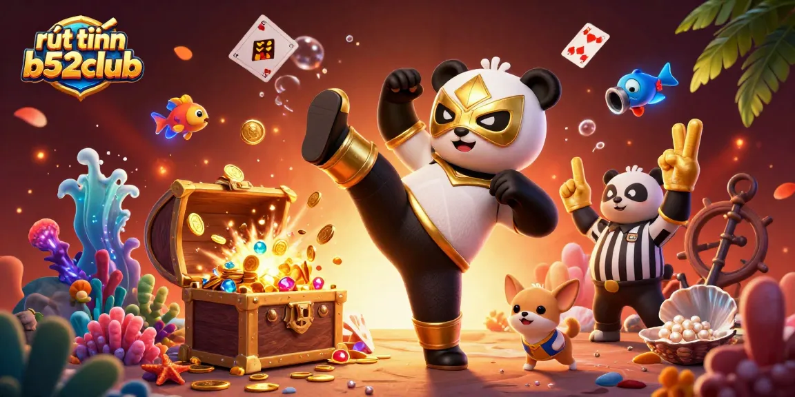 Experience fast rút tiền b52club transactions in a vibrant casino-inspired 3D scene with animated characters.